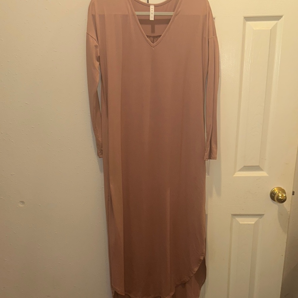 MTS Pink V-Neck Long Sleeve Sheath Dress